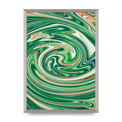 Green Swirl Wall Art - A2 framed