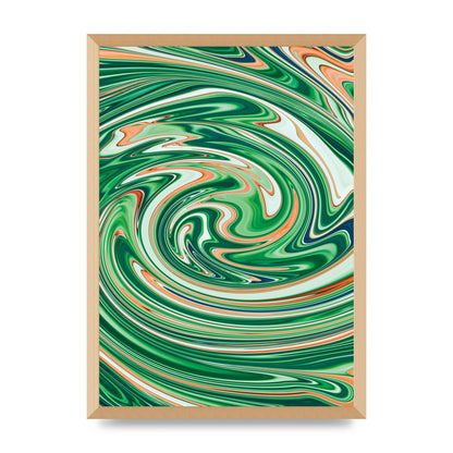 Green Swirl Wall Art - A2 framed