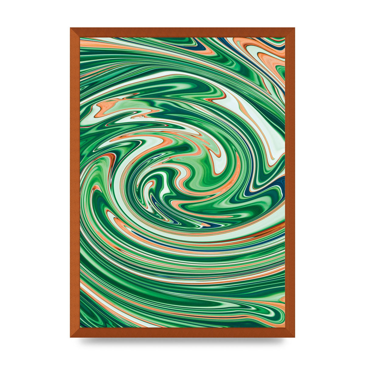 Green Swirl Wall Art - A2 framed