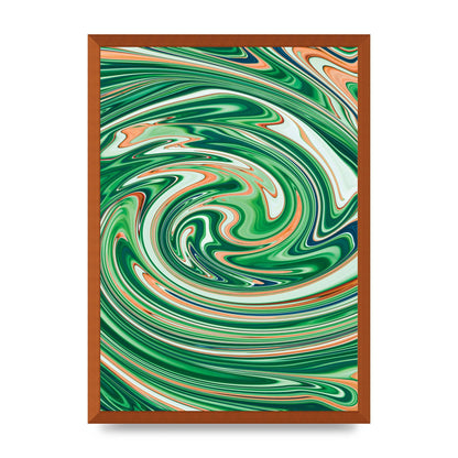 Green Swirl Wall Art - A2 framed