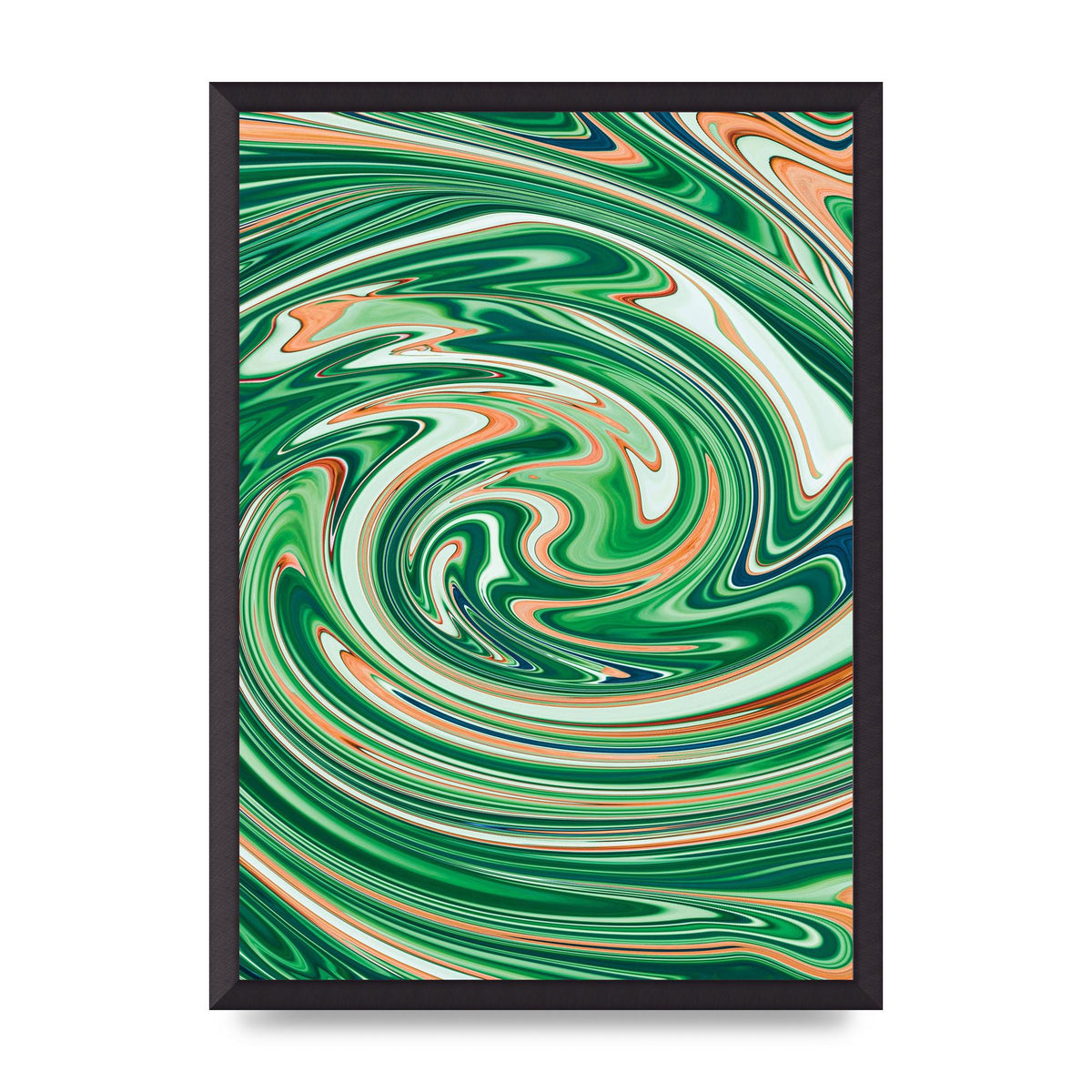 Green Swirl Wall Art - A2 framed