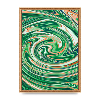 Green Swirl Wall Art - A2 framed