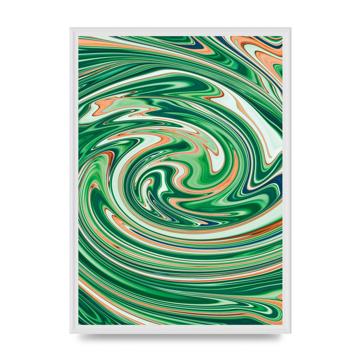 Green Swirl Wall Art - A2 framed