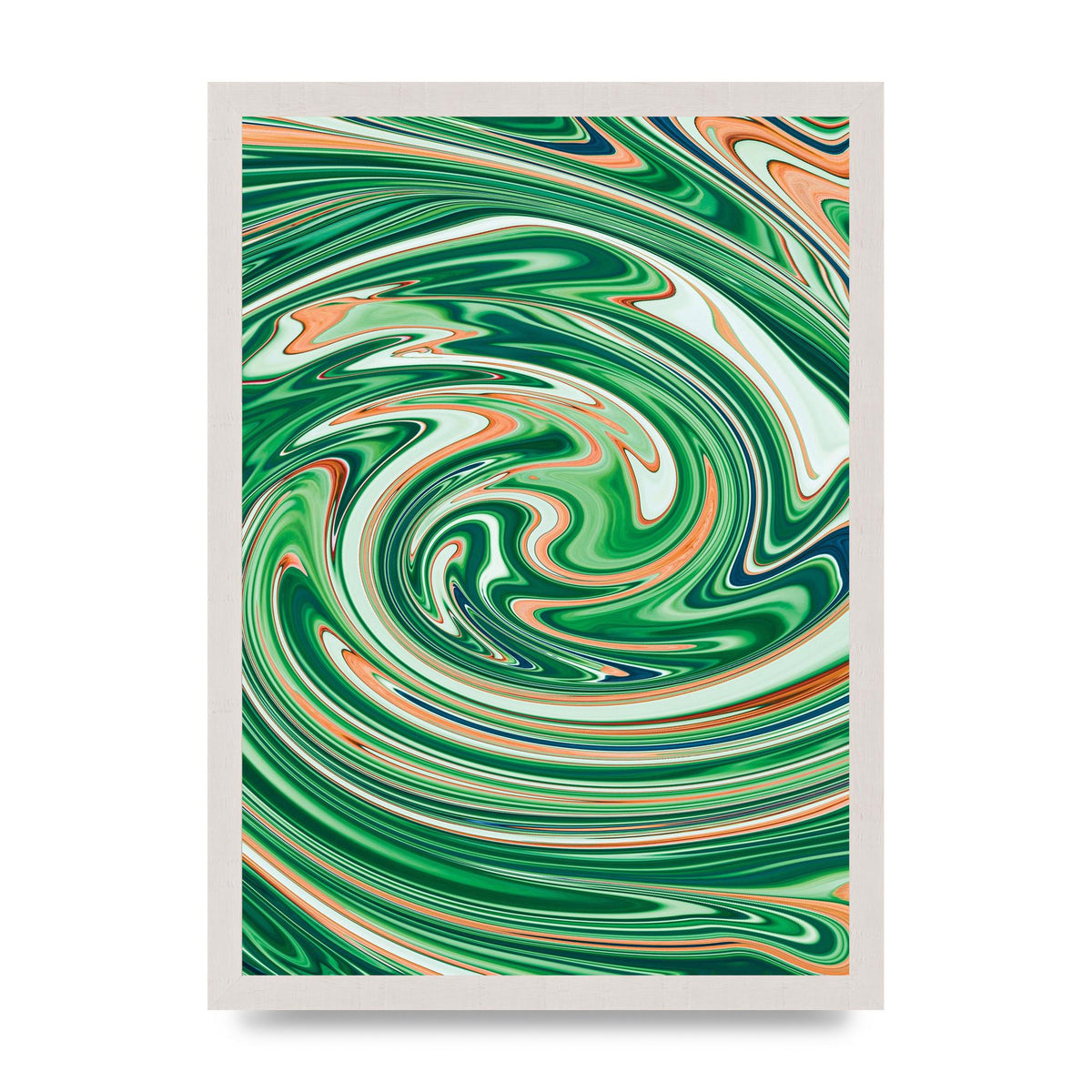 Green Swirl Wall Art - A3 framed