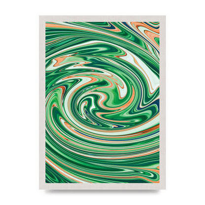 Green Swirl Wall Art - A3 framed