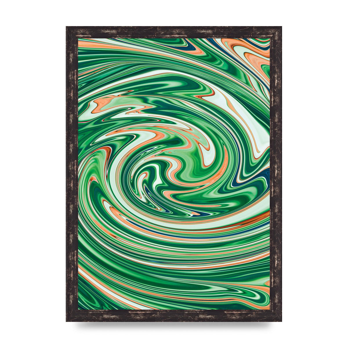 Green Swirl Wall Art - A3 framed