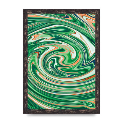 Green Swirl Wall Art - A3 framed