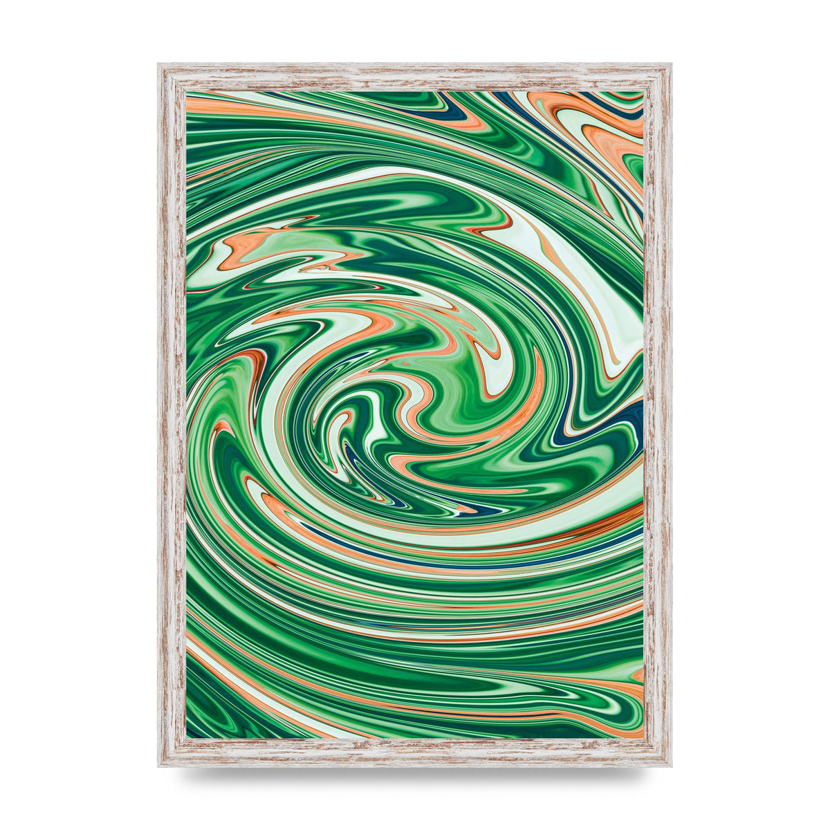 Green Swirl Wall Art - A3 framed