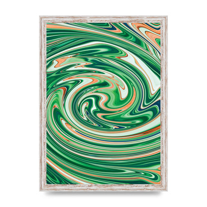 Green Swirl Wall Art - A3 framed