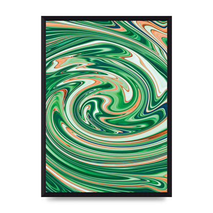 Green Swirl Wall Art - A3 framed