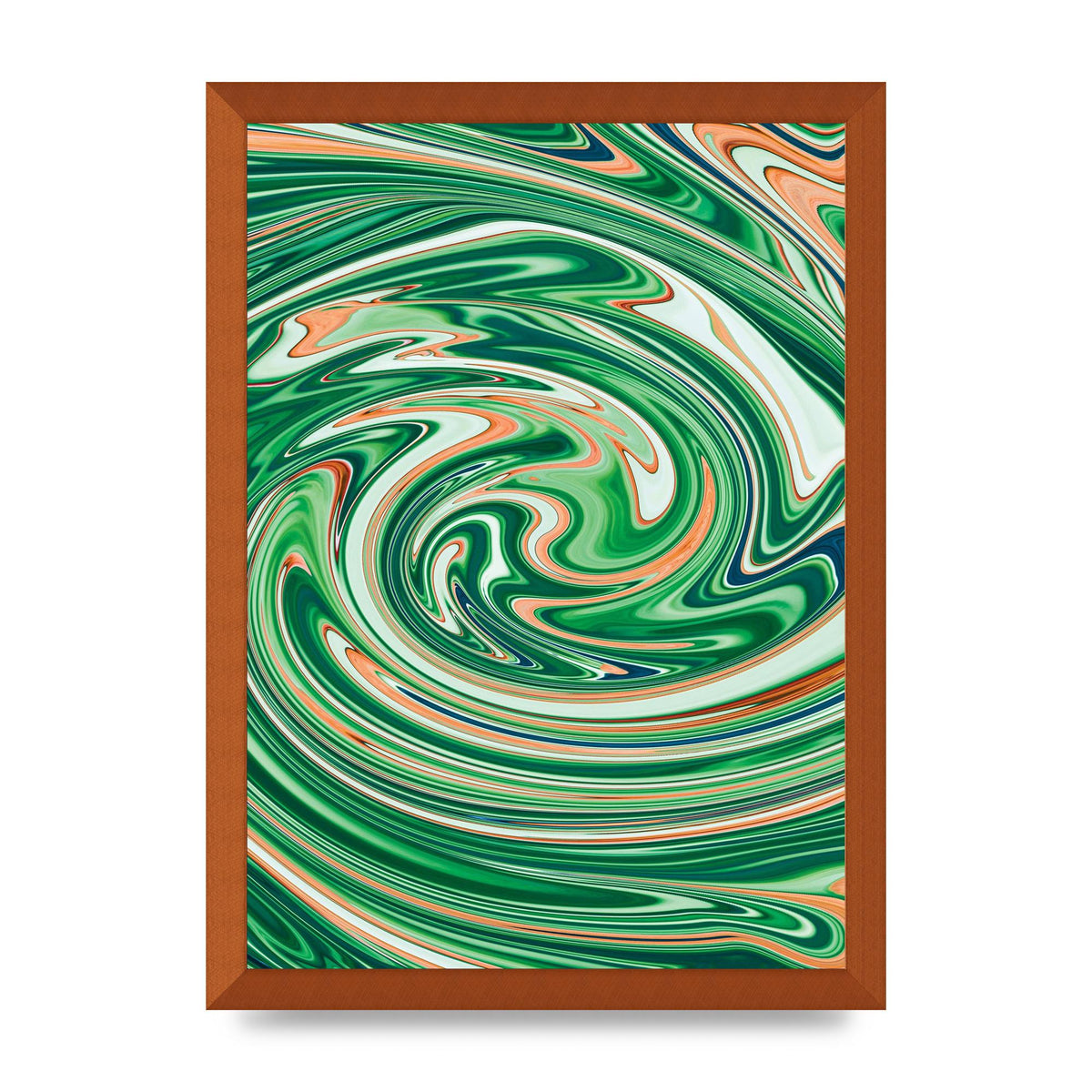 Green Swirl Wall Art - A3 framed