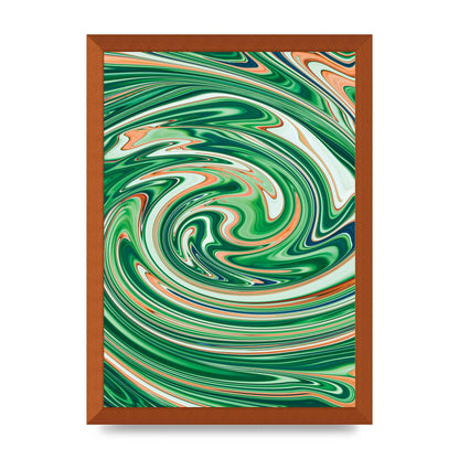 Green Swirl Wall Art - A3 framed