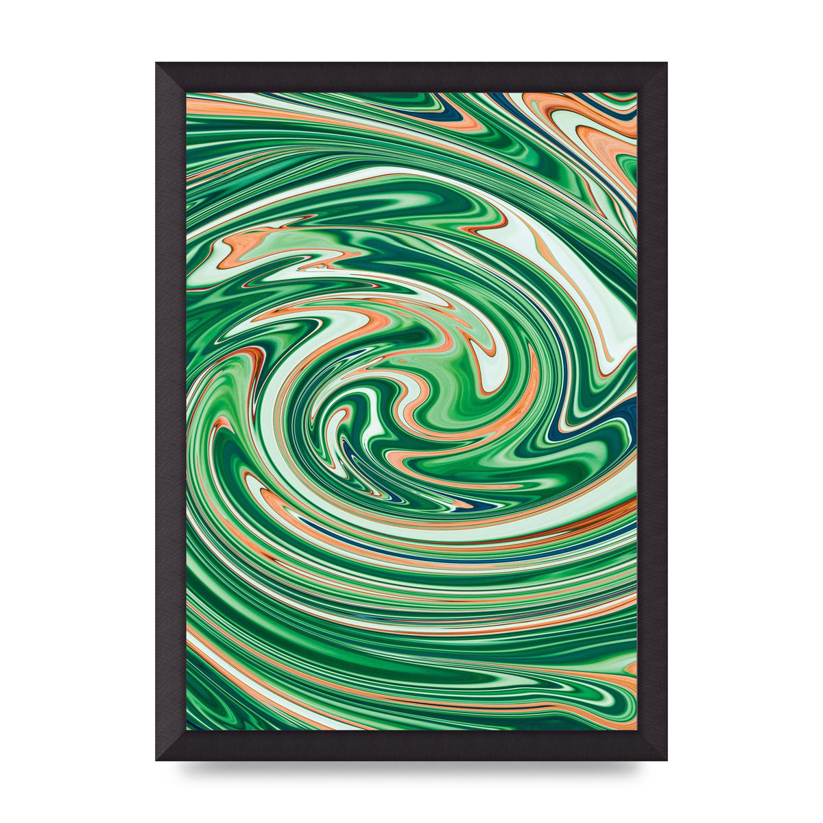 Green Swirl Wall Art - A3 framed