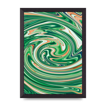 Green Swirl Wall Art - A3 framed