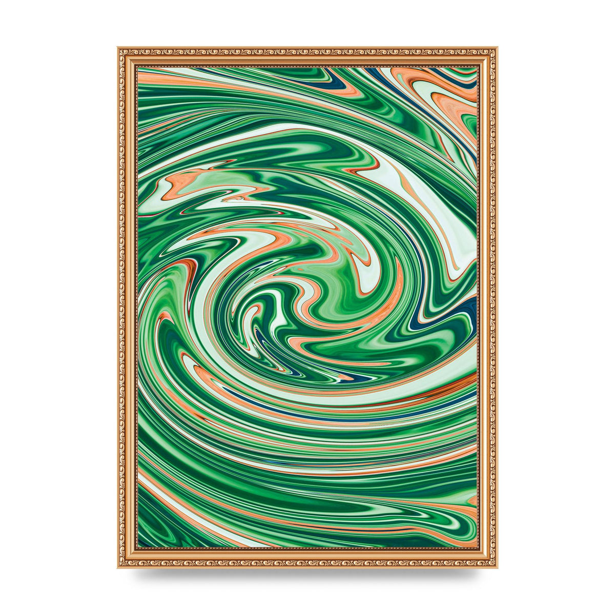 Green Swirl Wall Art - A3 framed