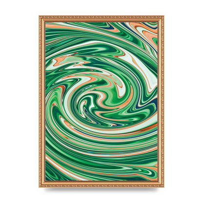 Green Swirl Wall Art - A3 framed