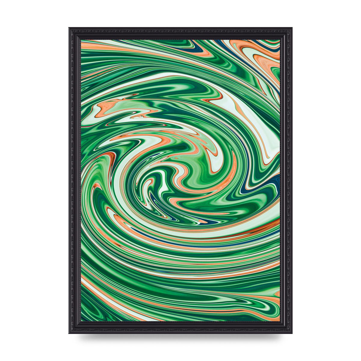 Green Swirl Wall Art - A3 framed