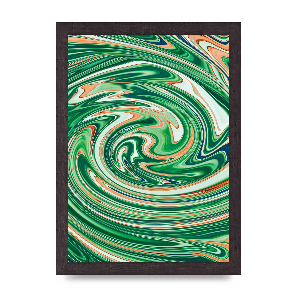 Green Swirl Wall Art - A4 framed
