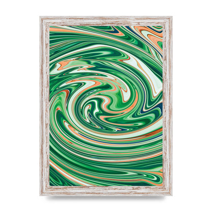 Green Swirl Wall Art - A4 framed