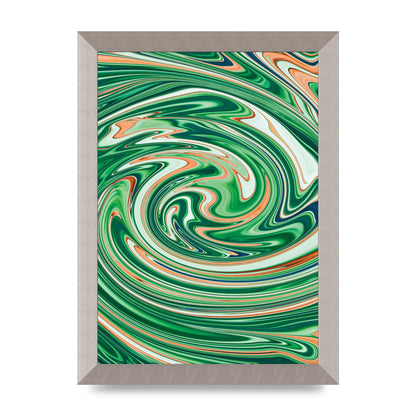 Green Swirl Wall Art - A4 framed