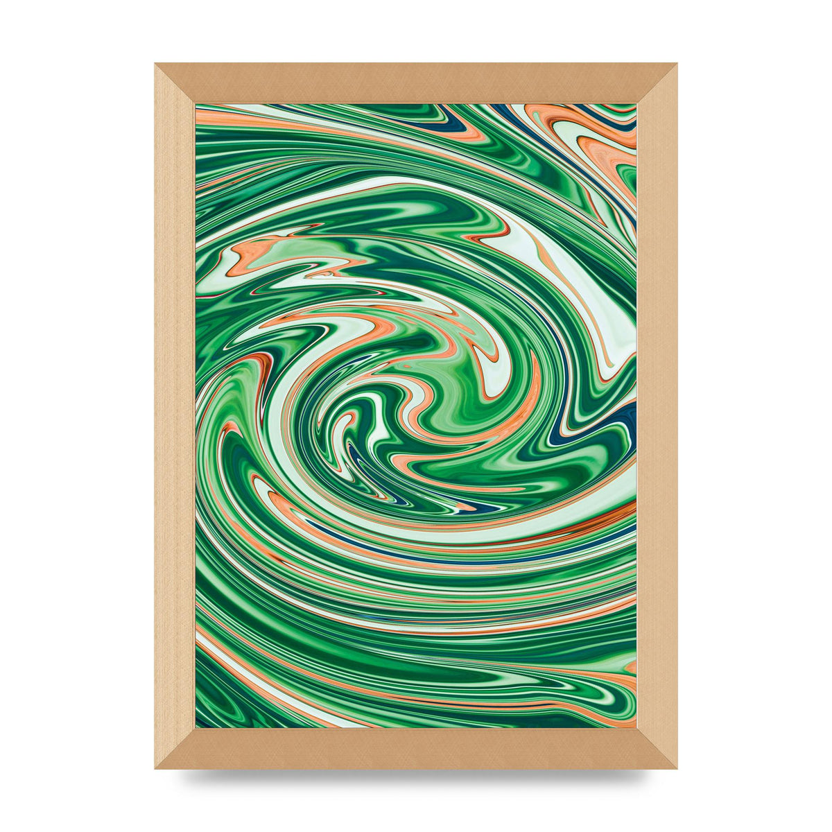 Green Swirl Wall Art - A4 framed