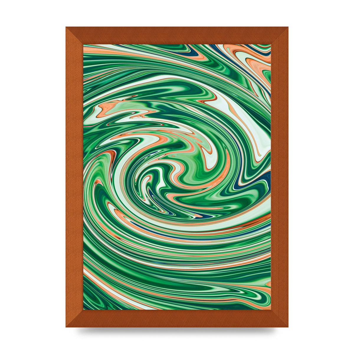 Green Swirl Wall Art - A4 framed