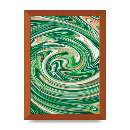 Green Swirl Wall Art - A4 framed