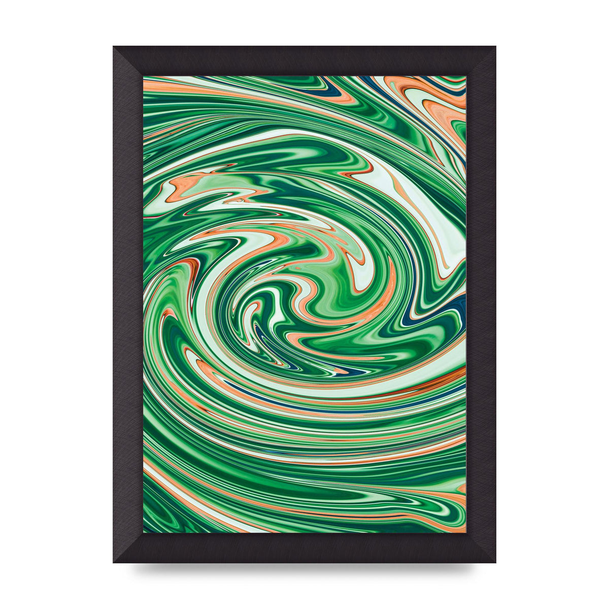 Green Swirl Wall Art - A4 framed