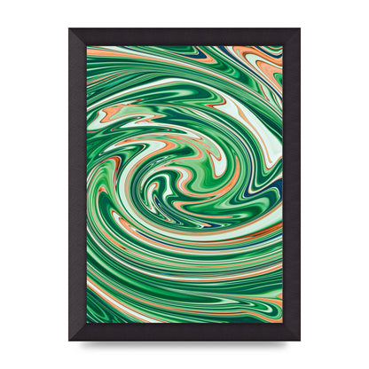 Green Swirl Wall Art - A4 framed