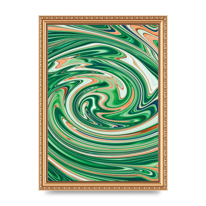 Green Swirl Wall Art - A4 framed