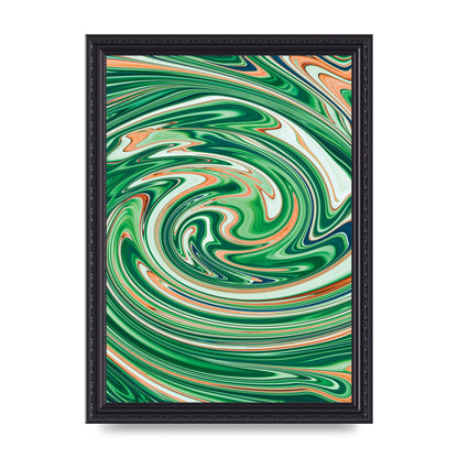 Green Swirl Wall Art - A4 framed