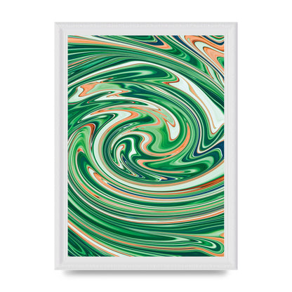 Green Swirl Wall Art - A4 framed
