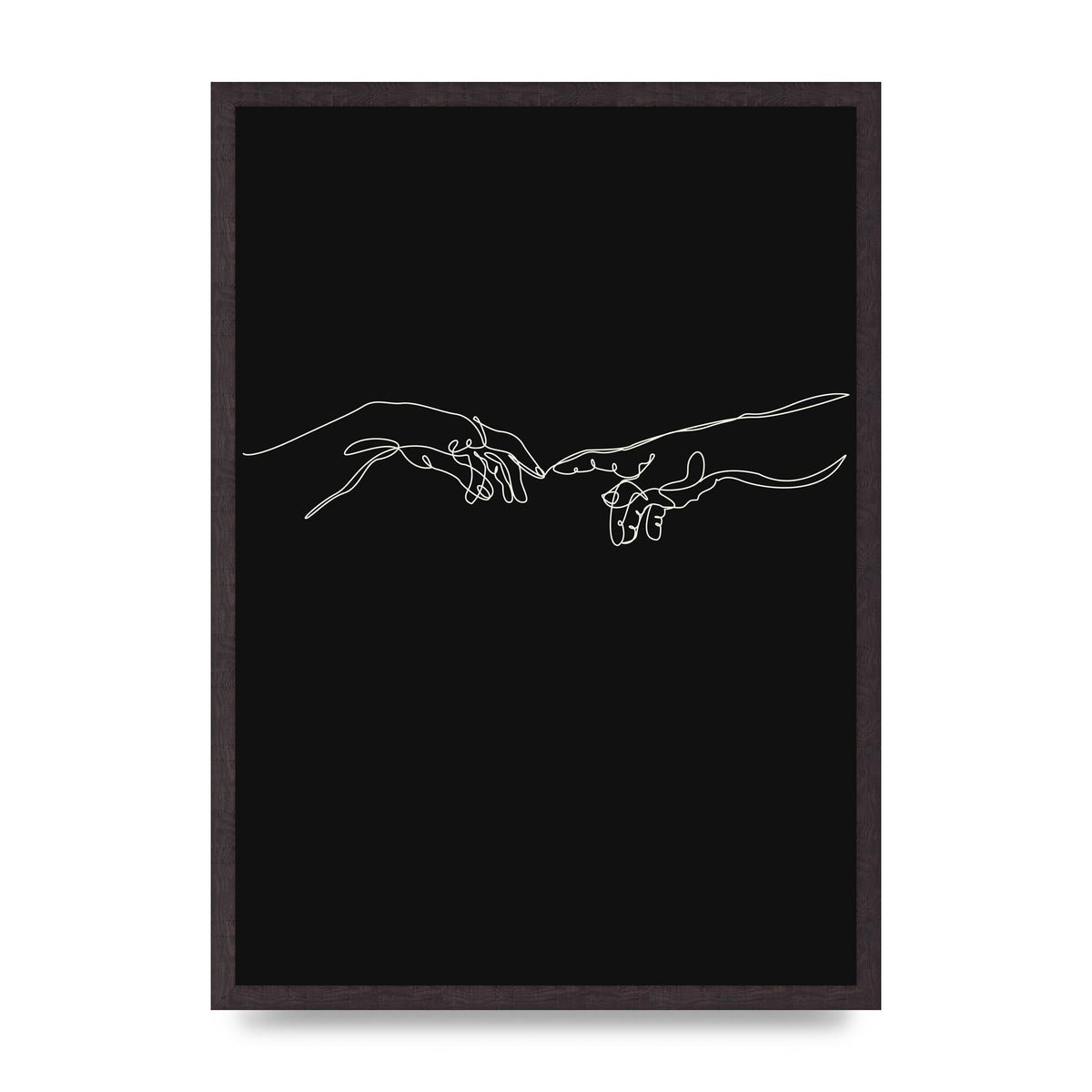 Creation Of Adam Hands Line Drawing Black Wall Art - A2 framed