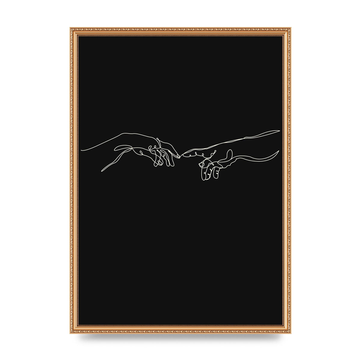 Creation Of Adam Hands Line Drawing Black Wall Art - A2 framed