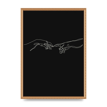 Creation Of Adam Hands Line Drawing Black Wall Art - A2 framed