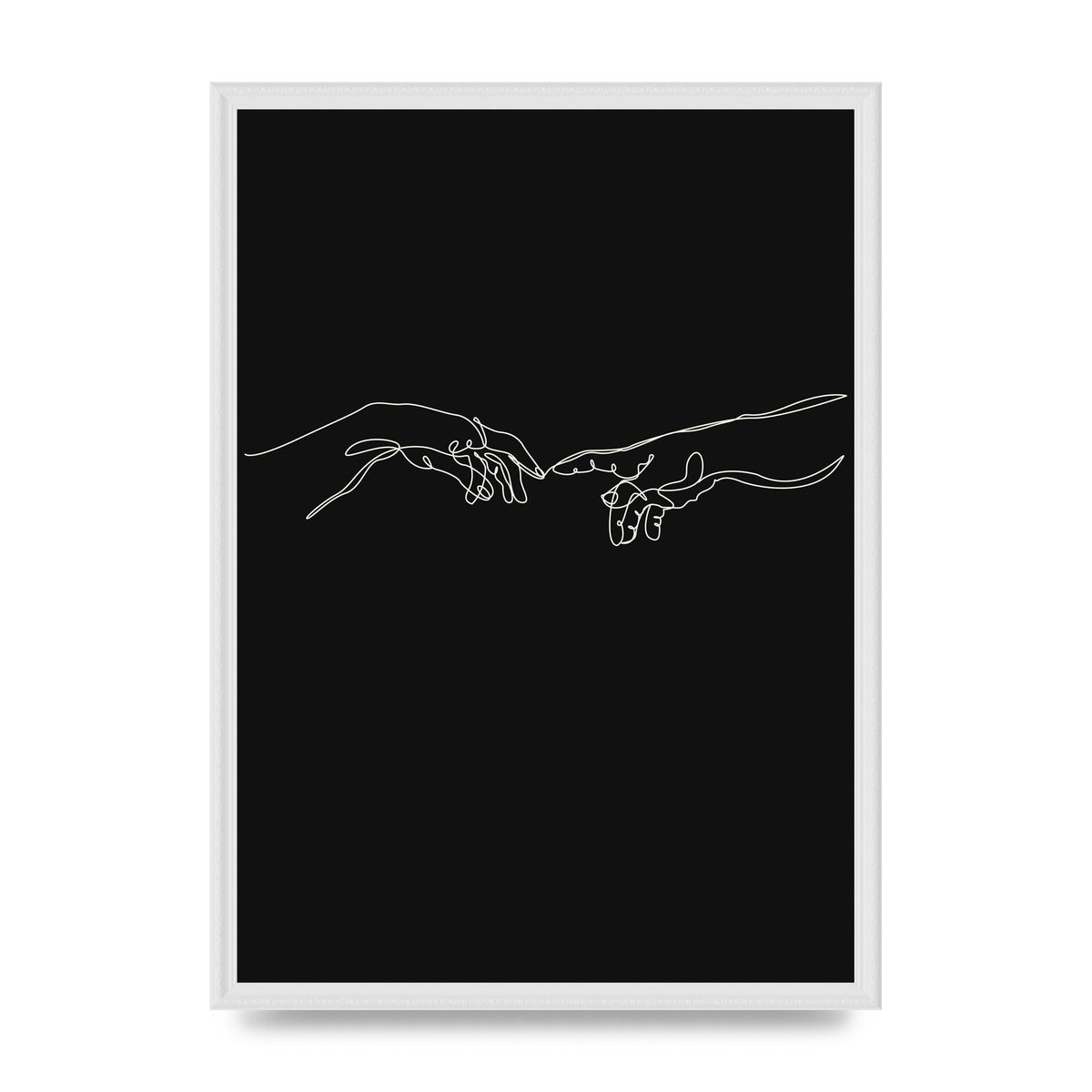 Creation Of Adam Hands Line Drawing Black Wall Art - A2 framed