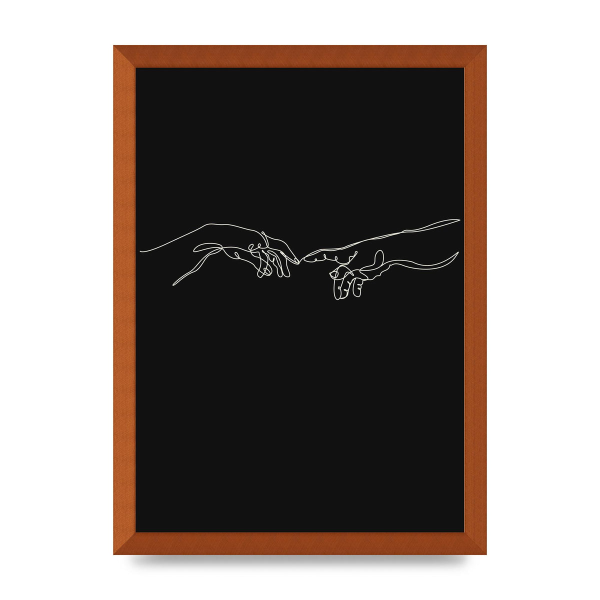Creation Of Adam Hands Line Drawing Black Wall Art - A3 framed
