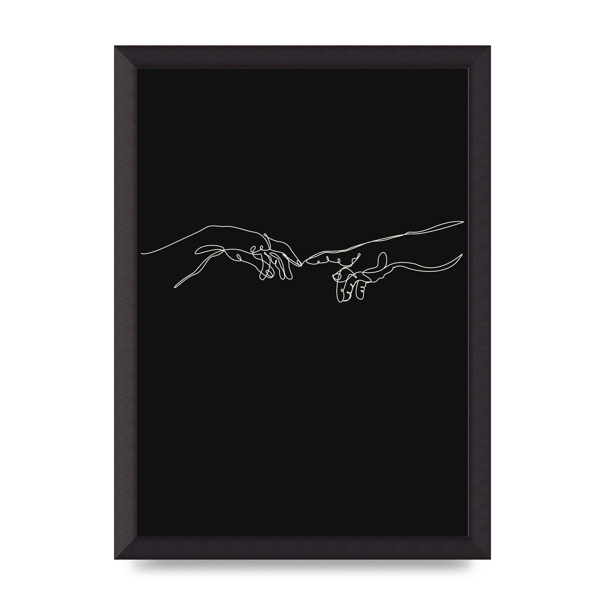 Creation Of Adam Hands Line Drawing Black Wall Art - A3 framed