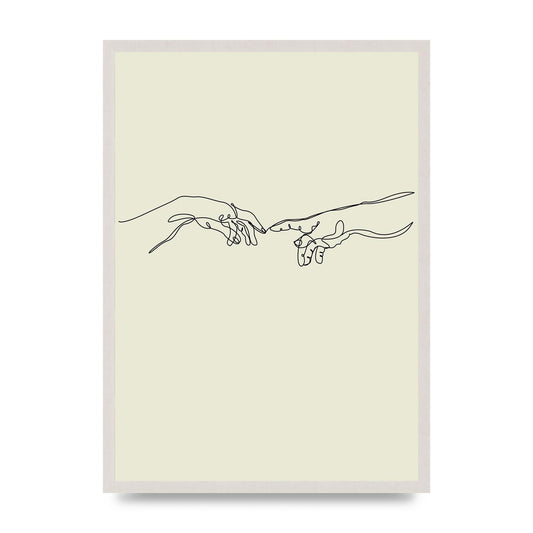 Creation Of Adam Hands Line Drawing Art For The Home - A2 framed