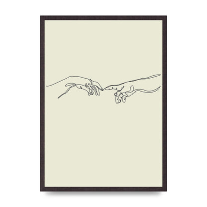 Creation Of Adam Hands Line Drawing Art For The Home - A2 framed