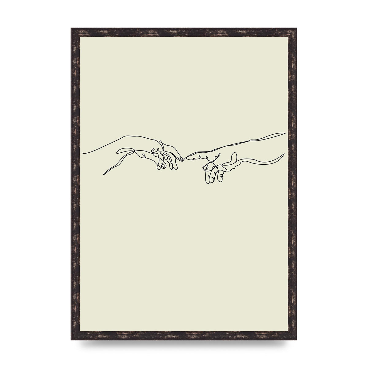 Creation Of Adam Hands Line Drawing Art For The Home - A2 framed