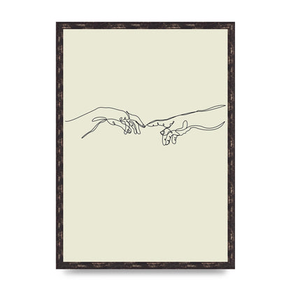 Creation Of Adam Hands Line Drawing Art For The Home - A2 framed