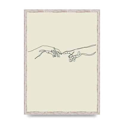 Creation Of Adam Hands Line Drawing Art For The Home - A2 framed