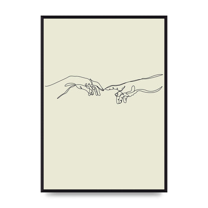 Creation Of Adam Hands Line Drawing Art For The Home - A2 framed