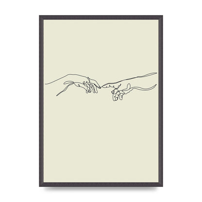 Creation Of Adam Hands Line Drawing Art For The Home - A2 framed