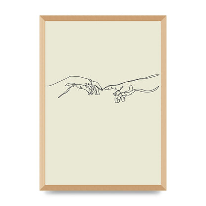 Creation Of Adam Hands Line Drawing Art For The Home - A2 framed