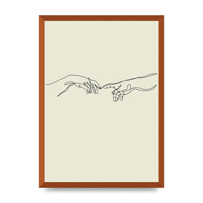Creation Of Adam Hands Line Drawing Art For The Home - A2 framed