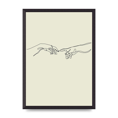 Creation Of Adam Hands Line Drawing Art For The Home - A2 framed