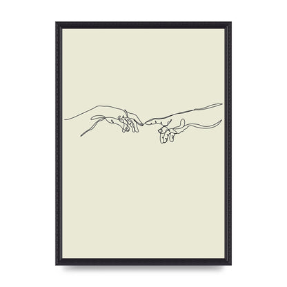 Creation Of Adam Hands Line Drawing Art For The Home - A2 framed