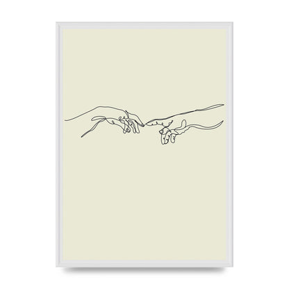 Creation Of Adam Hands Line Drawing Art For The Home - A2 framed